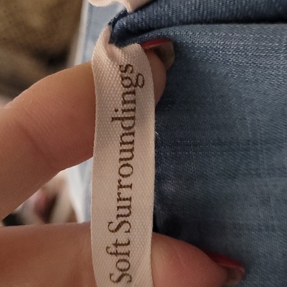 Soft Surroundings chambray denim button tunic short sleeve shirt top sz small - Picture 5 of 8